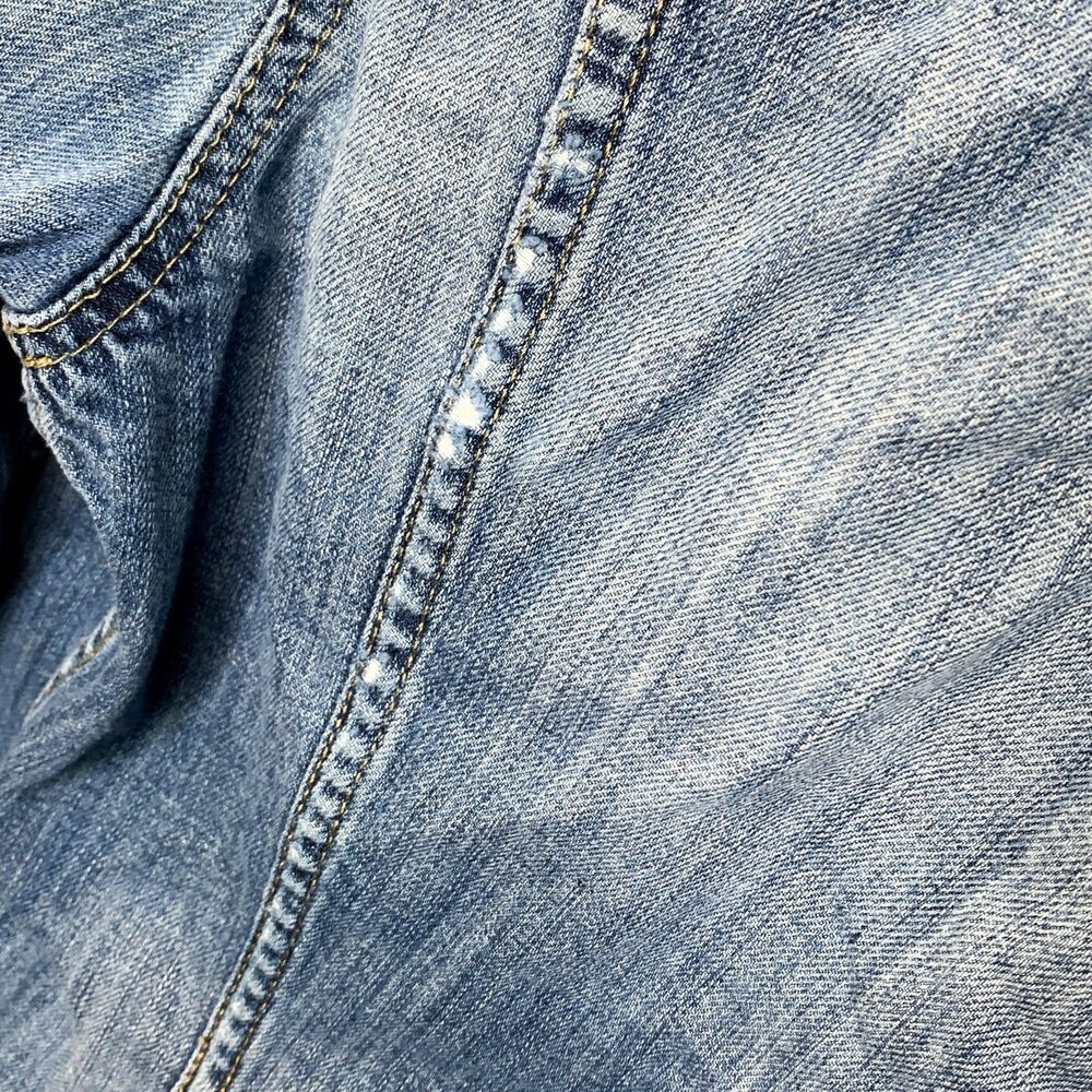 LOGG H&M Blue Faded Vintage Wash Distressed Denim Jacket Women Button Country - Picture 9 of 11